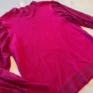 Vibrant Pink Sweater with Textured Sleeves